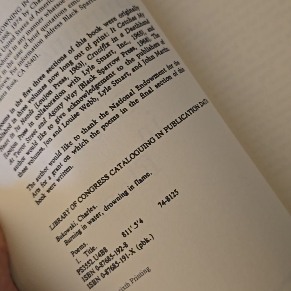 Bukowski Burning In Water Drowning In Flame Poems 1955-1973 Black Sparrow Press - Picture 6 of 7